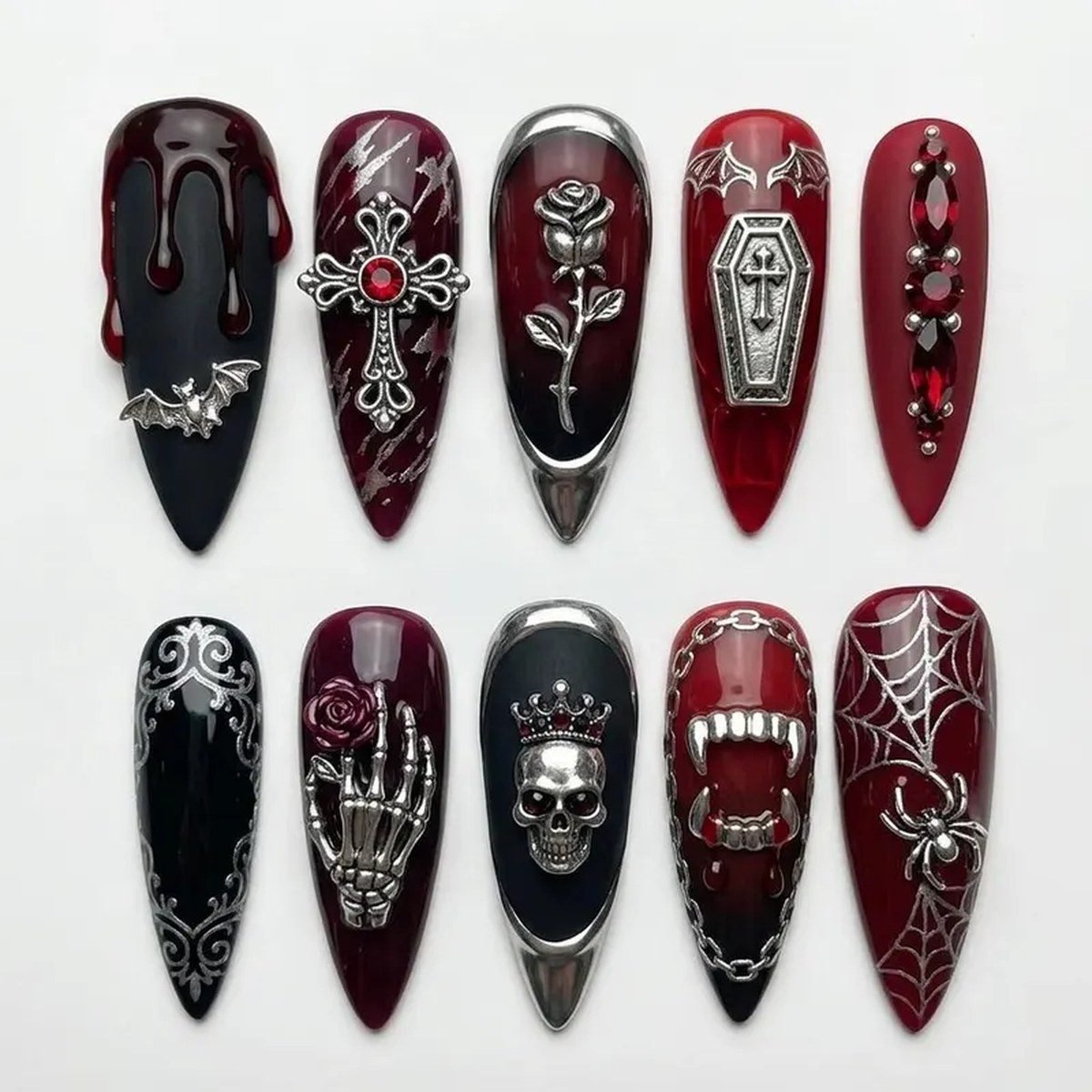 Graveyard glitter fade nails black to silver