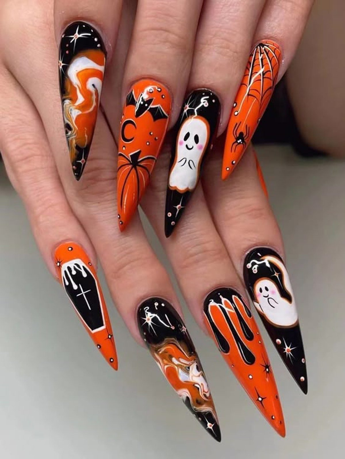 Haunted dark chrome nails purple black