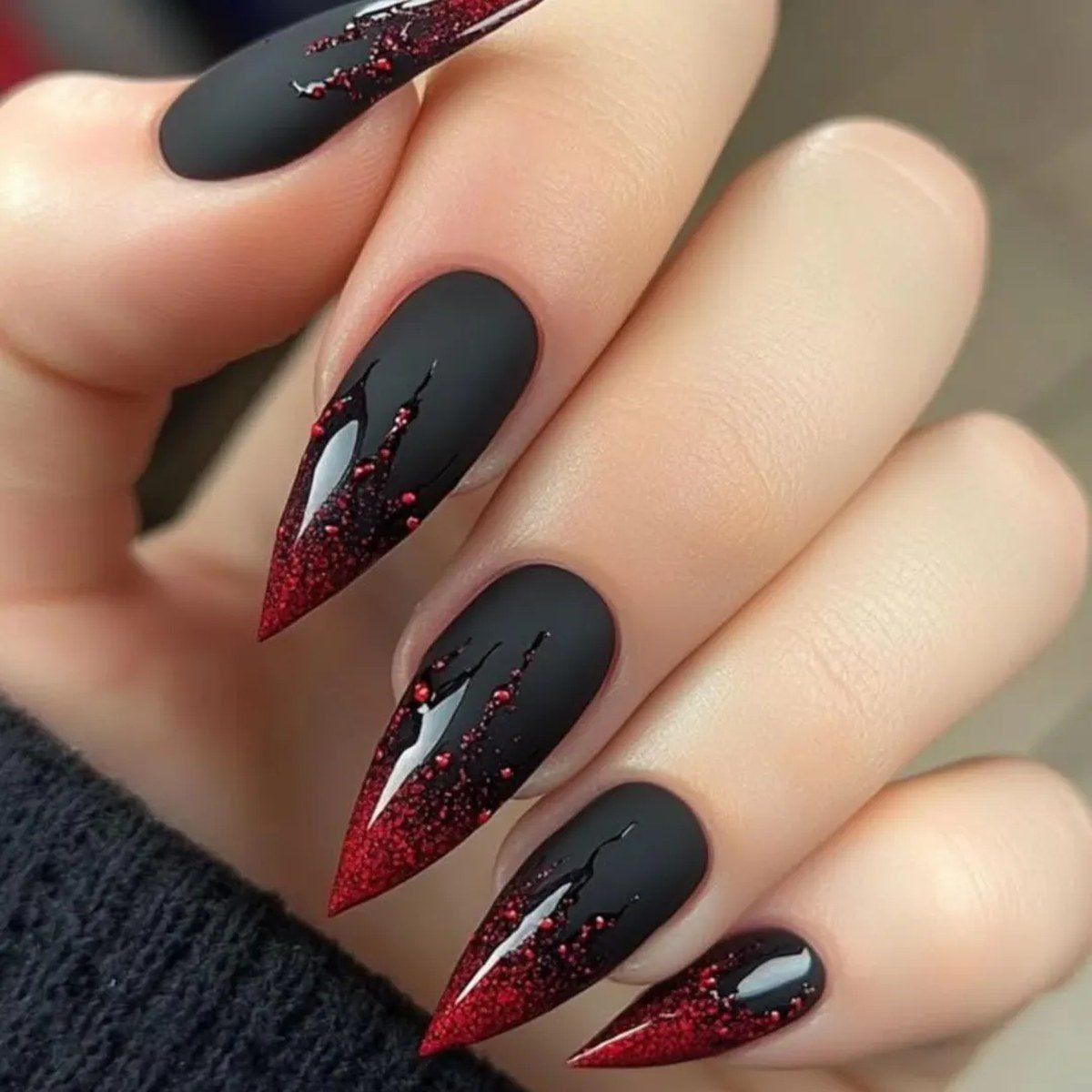 Pumpkin orange ombre coffin nails