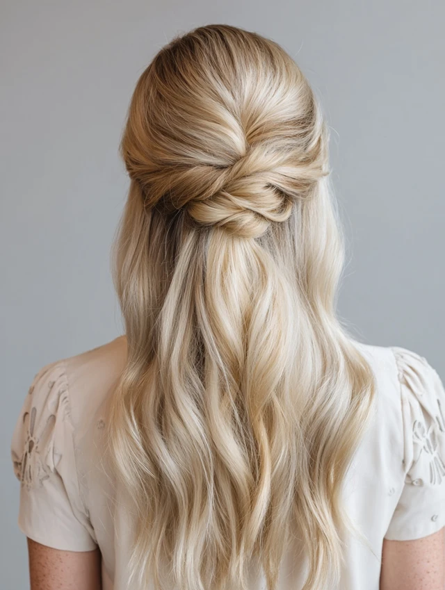 Knotted half-up homecoming hairstyle