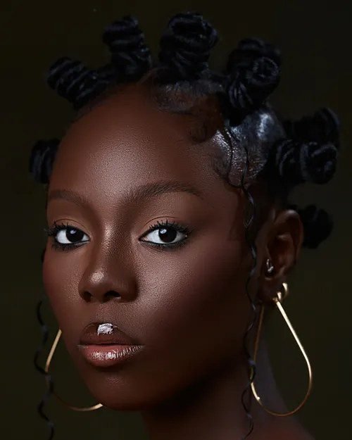 Woman with bantu knots hairstyle