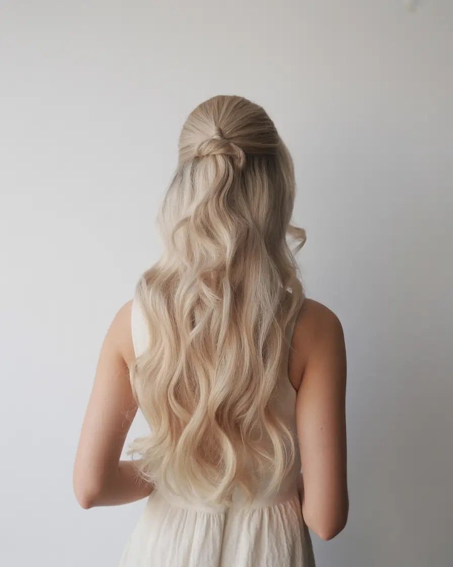 Gothic half-up twisted hairstyle on long hair