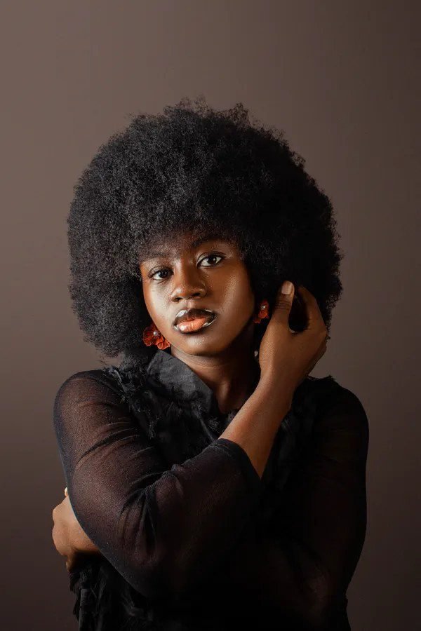 Woman with big afro hairstyle