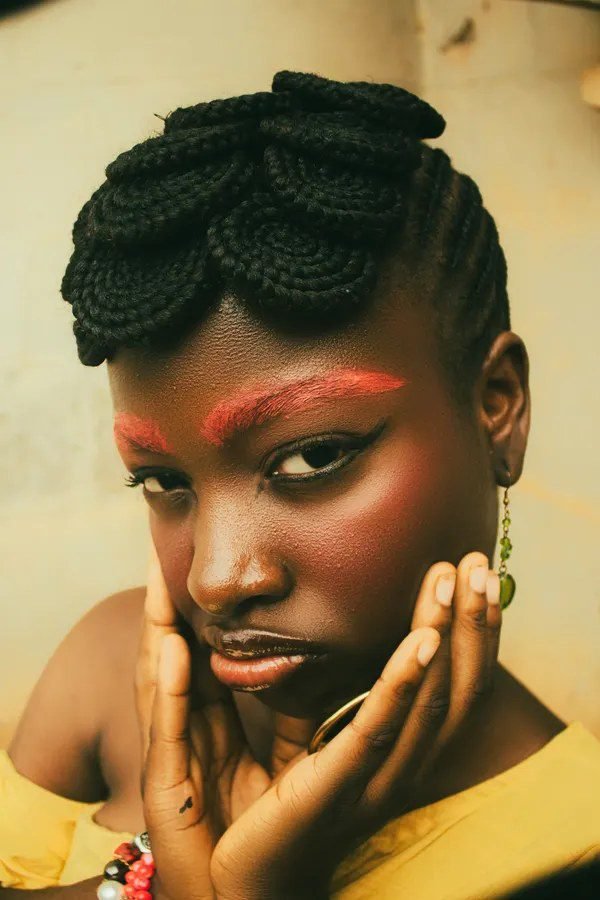 Short braided hairstyle on a woman