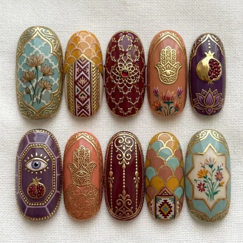 20+ Mystic Nail Ideas With Crystals and Evil-Eye Details - nail idea 13