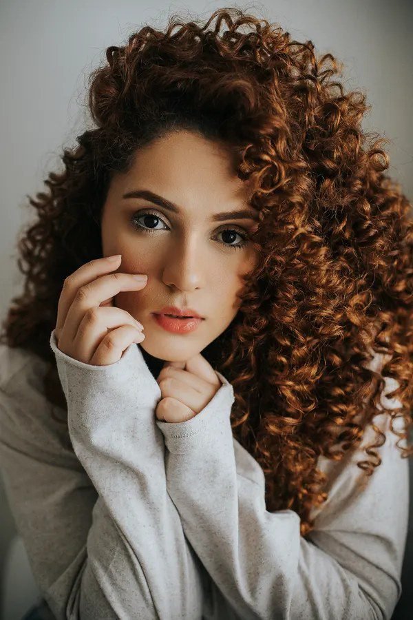Woman with teased voluminous hair