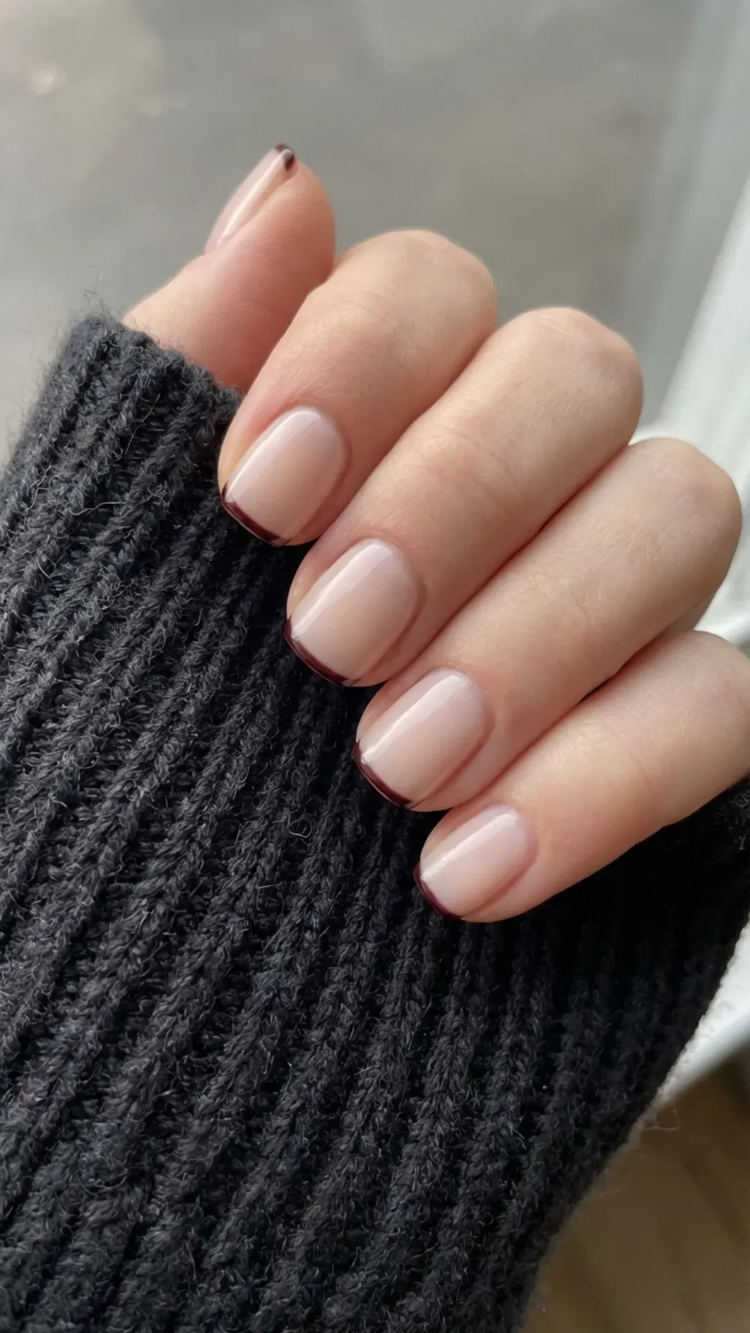 18+ Two-Tone Brown and Nude Nail Ideas - nail idea 6
