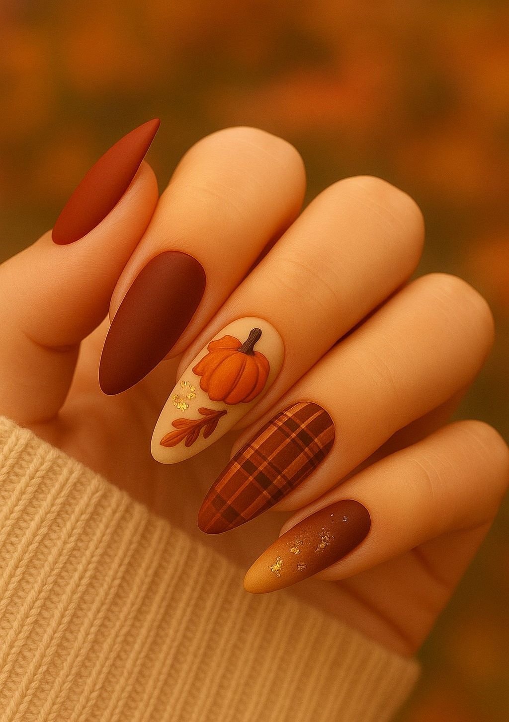 Rust colored velvet nails