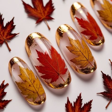 Tortoiseshell nails with gold foil shimmer