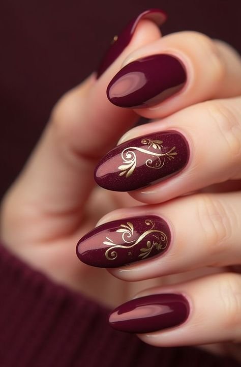 Black nails with scattered gold foil