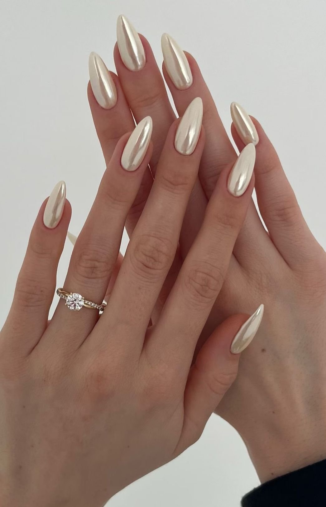 Gold chrome French tip nails
