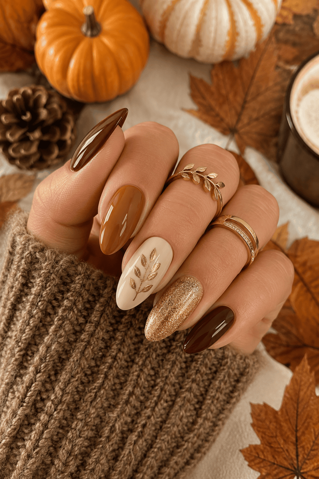 Tortoiseshell almond nails