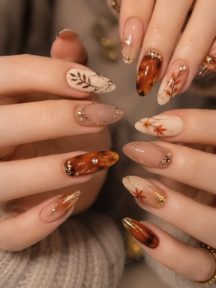 Chocolate brown almond nails
