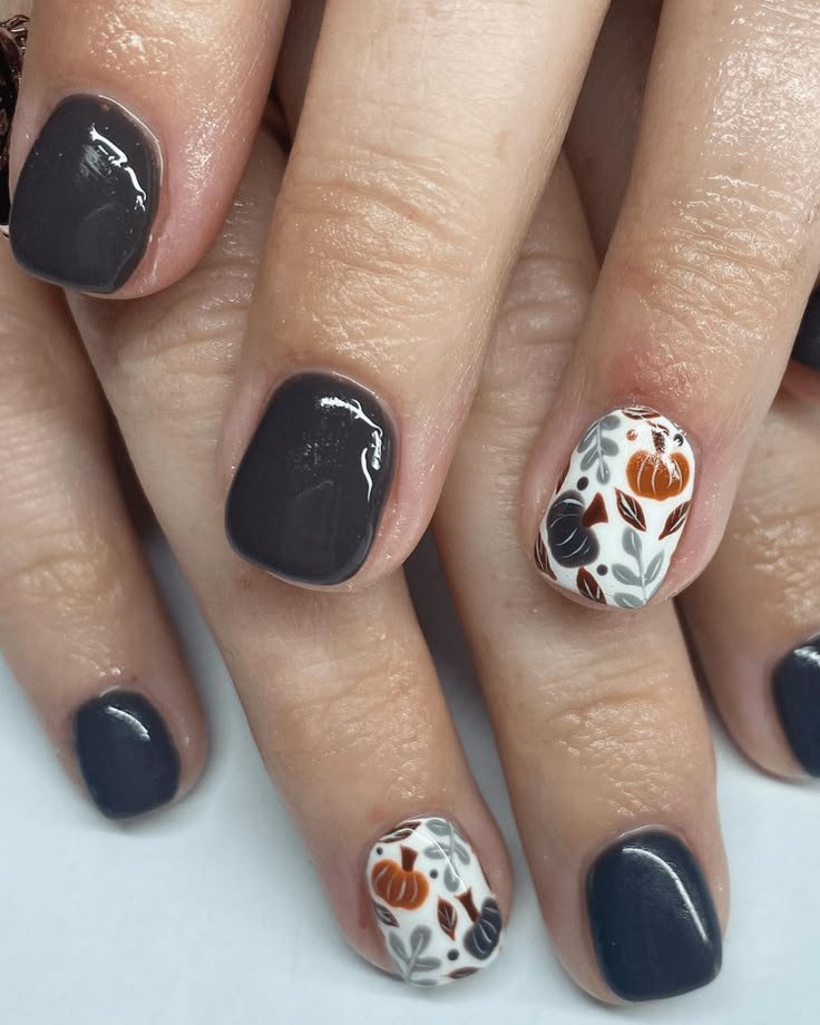 Matte nutmeg pumpkin spice manicure
