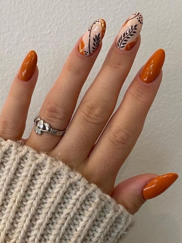Matte terracotta almond nails