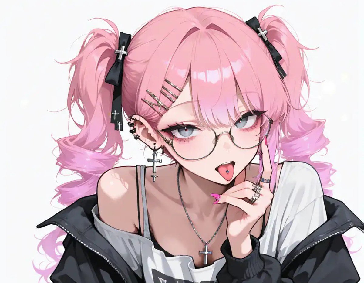 Bubblegum goth pink hair girl fashion