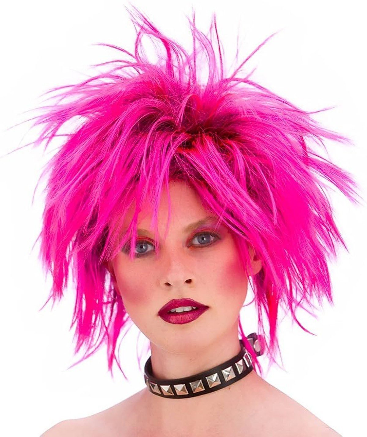 80s pink hair rockstar costume woman