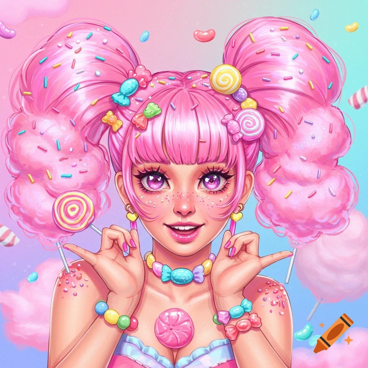 Pastel pink hair cotton candy style girl