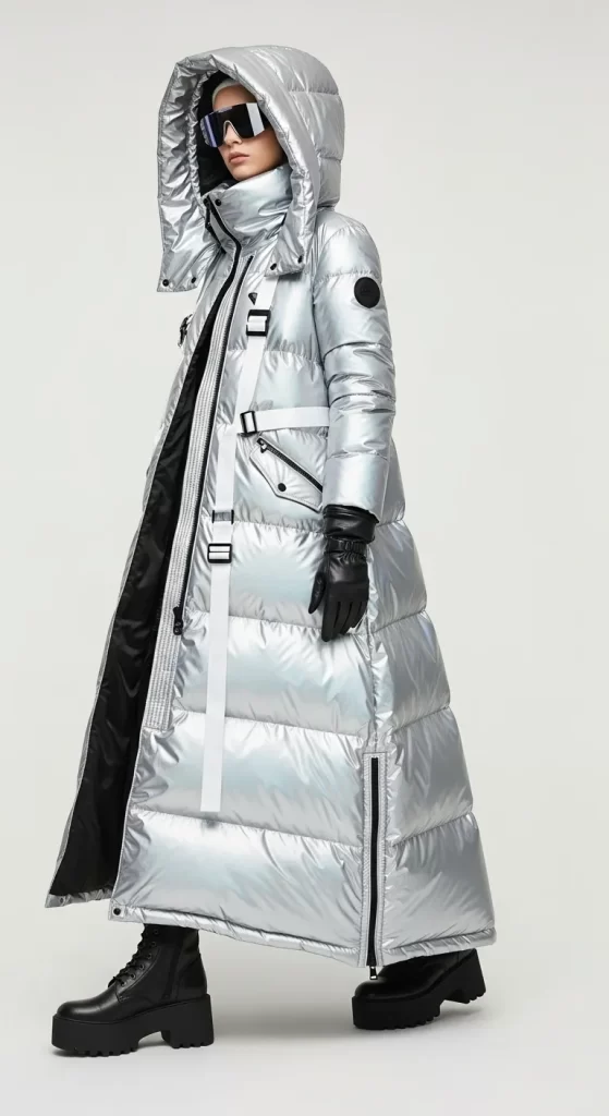 Puffer jacket with matching knit set