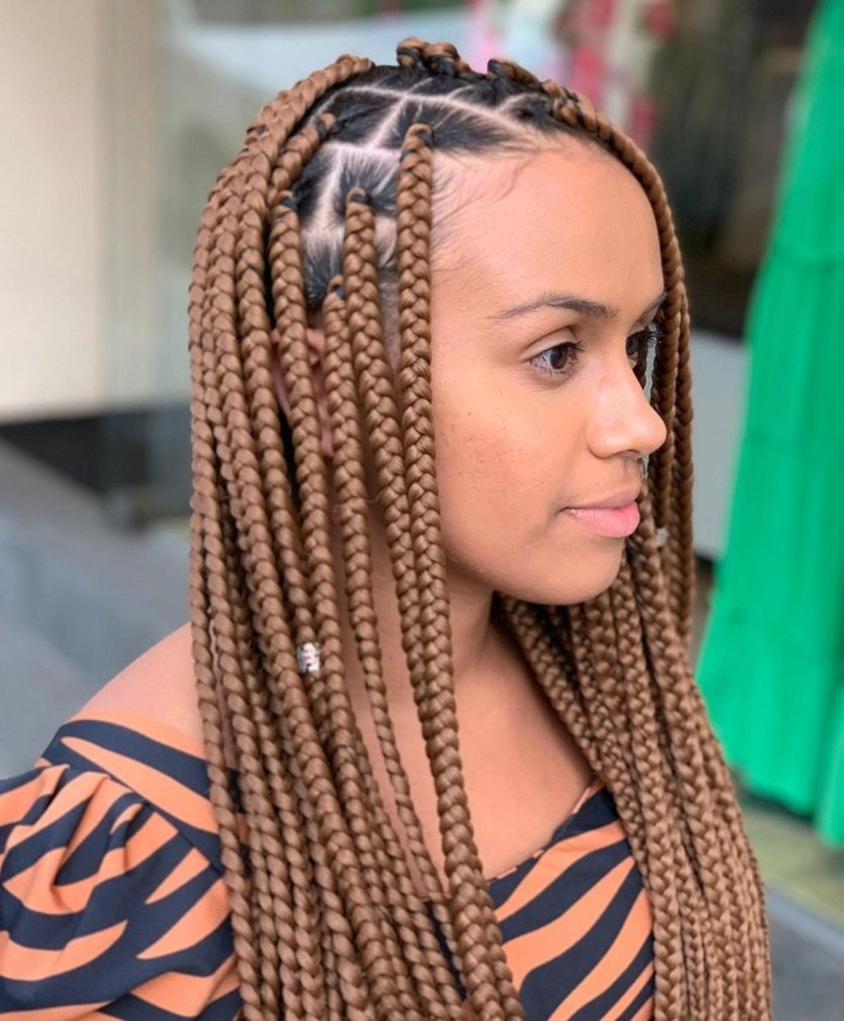 Medium box braids protective style