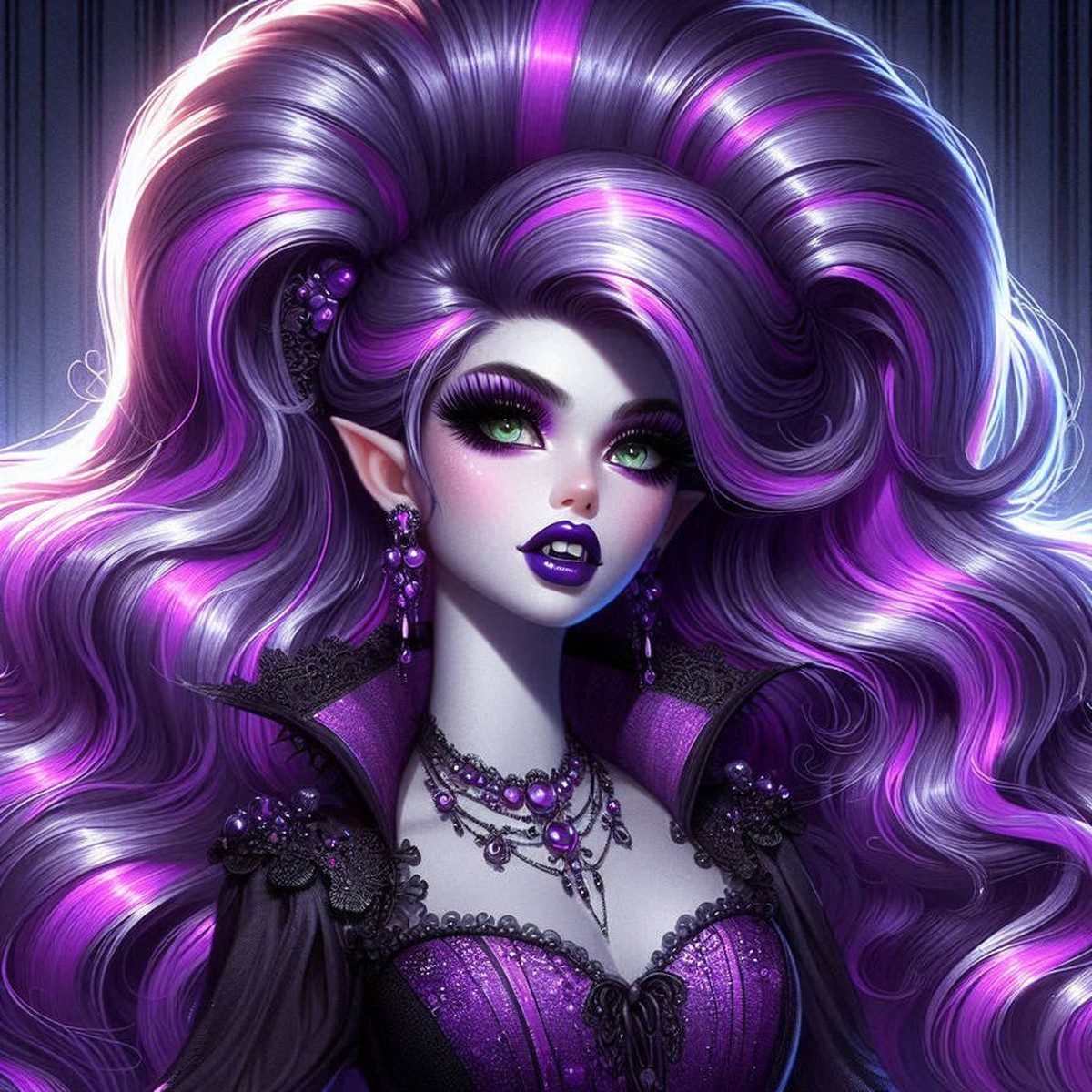 Vampire purple hair gothic costume halloween