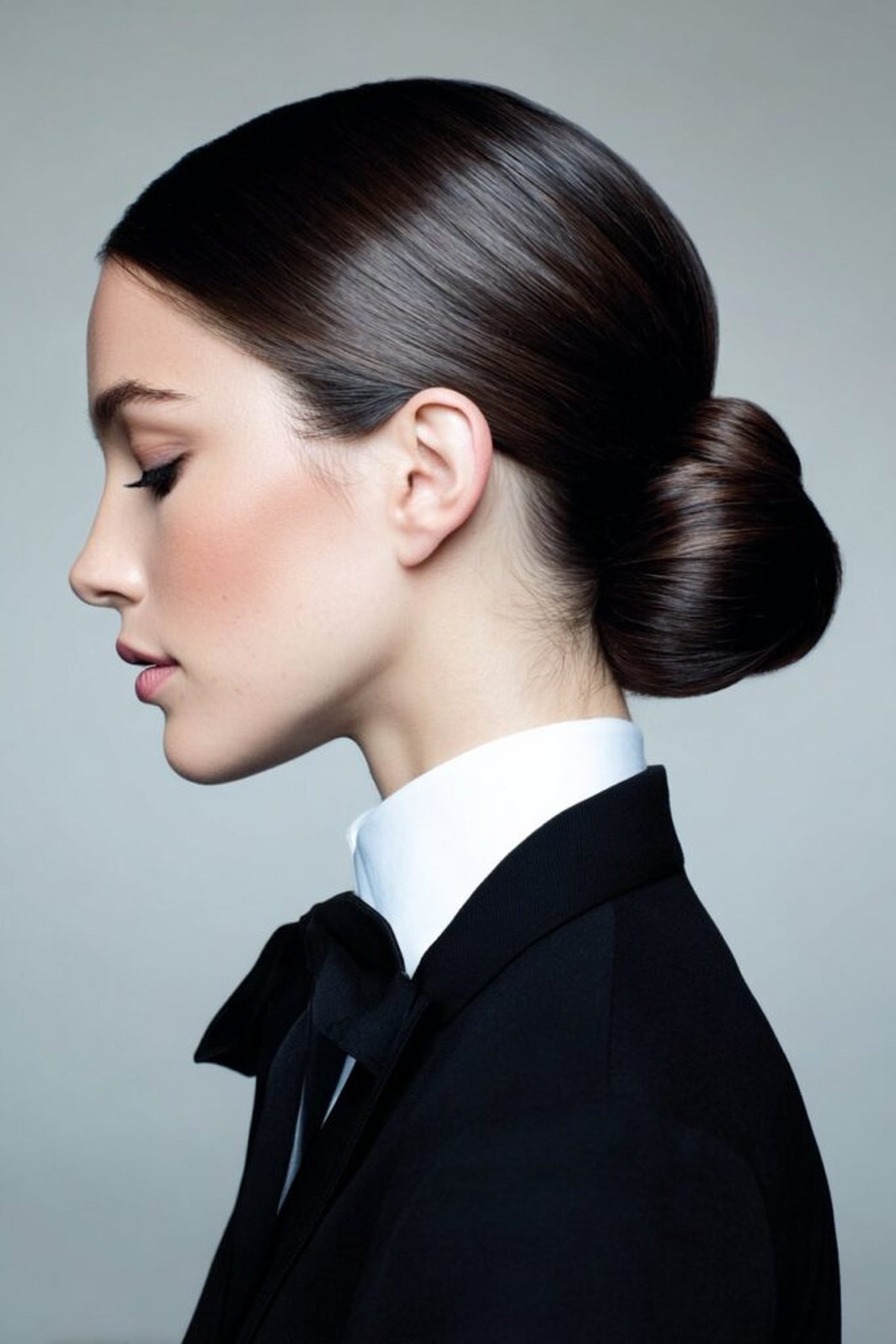 Sleek Middle-Part Low Bun