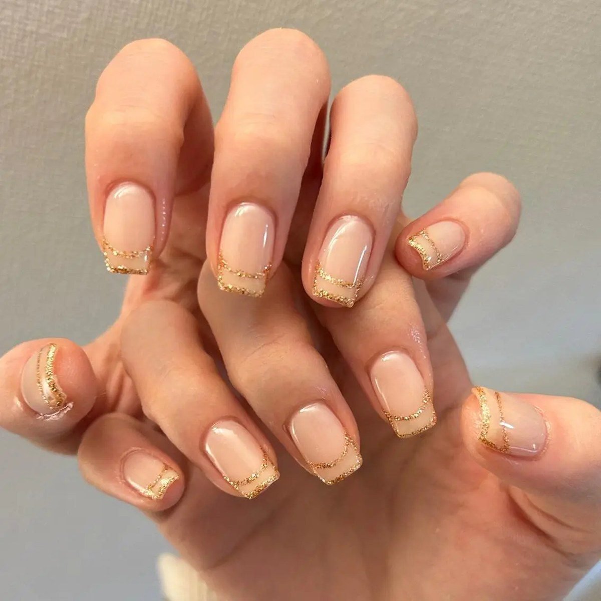 Rose gold glitter nails homecoming