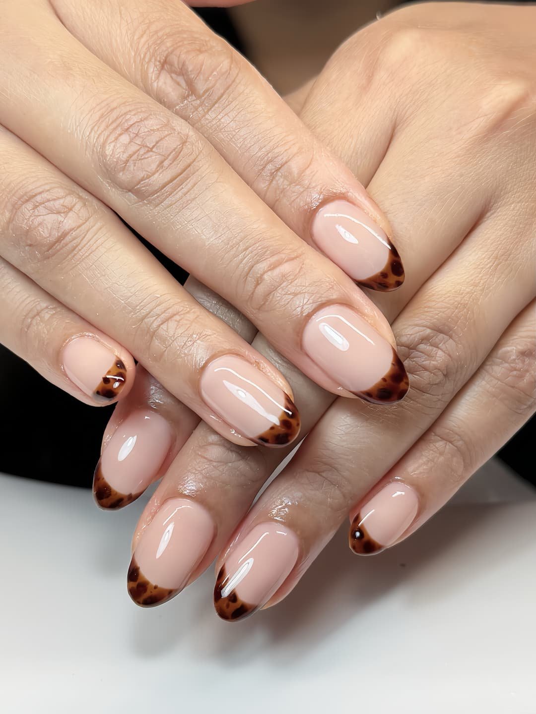 Tortoise French on Coffin Nails