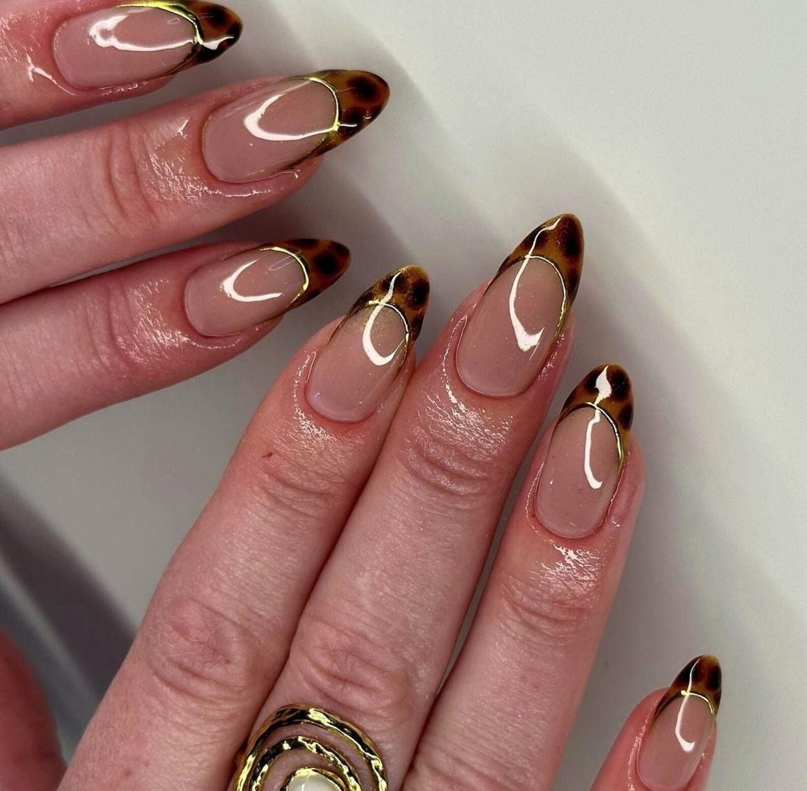 Tortoise French on Natural Short Nails