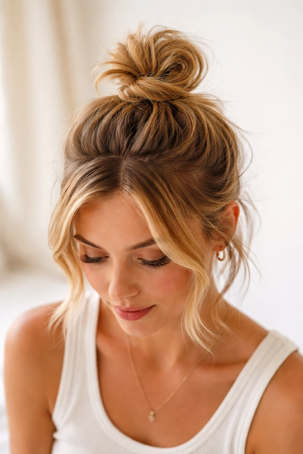 5. Messy Textured Top Knot