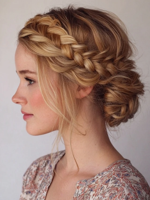 9. Braided Low Bun