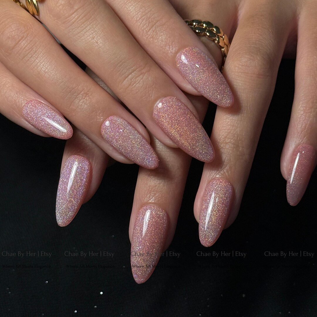 Rosewood pink brown magnetic cat eye nails