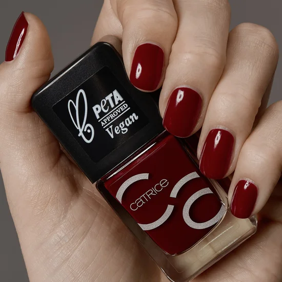 Deep cranberry red nail polish manicure