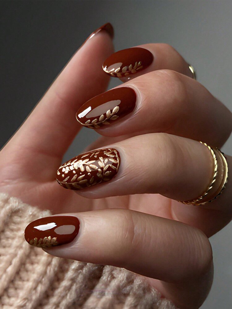 Wheat gold shimmer nail polish manicure