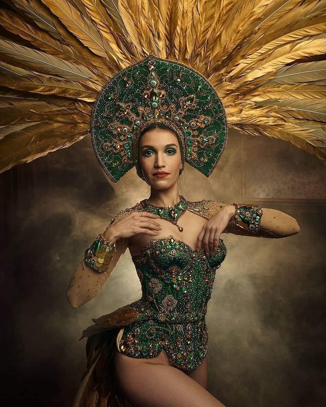 Emerald Headdress Showgirl