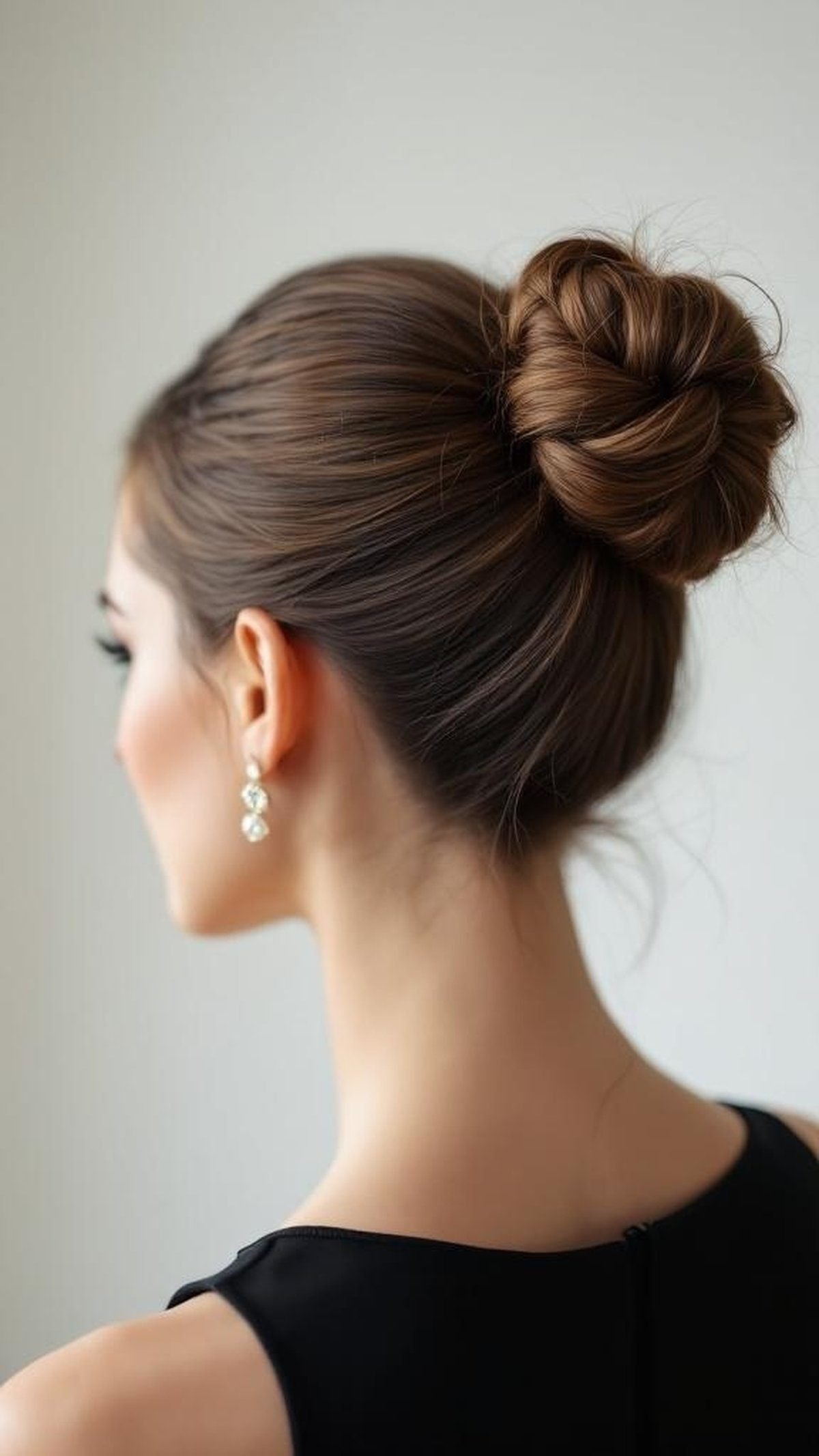 Chic knotted bun updo on a professional woman