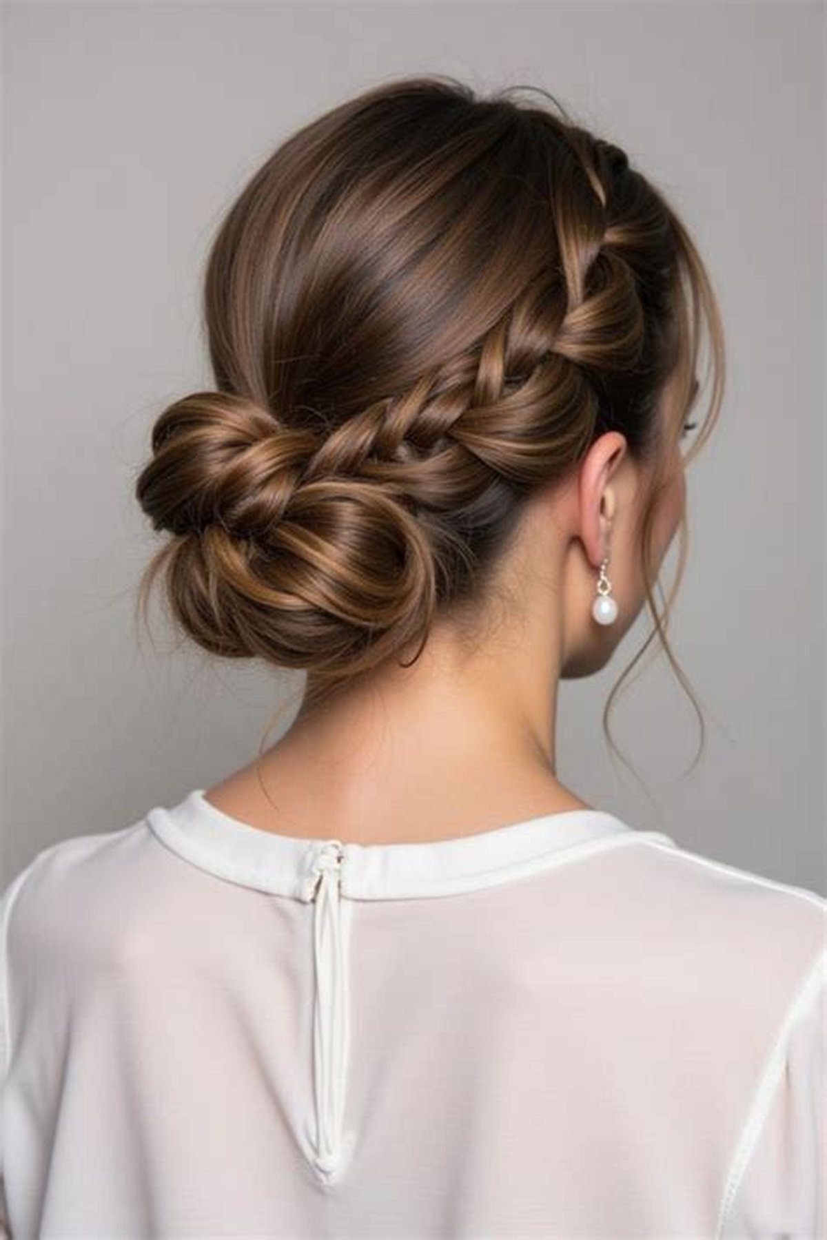 Romantic half-up top knot hairstyle on a woman for date night