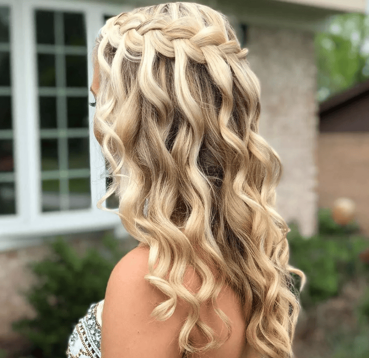 Waterfall Braid Into Soft Curls