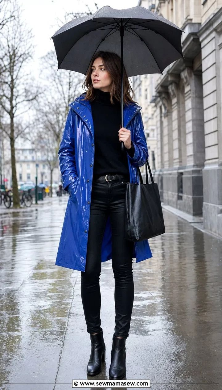 Cropped Rain Jacket With High-Waisted Jeans