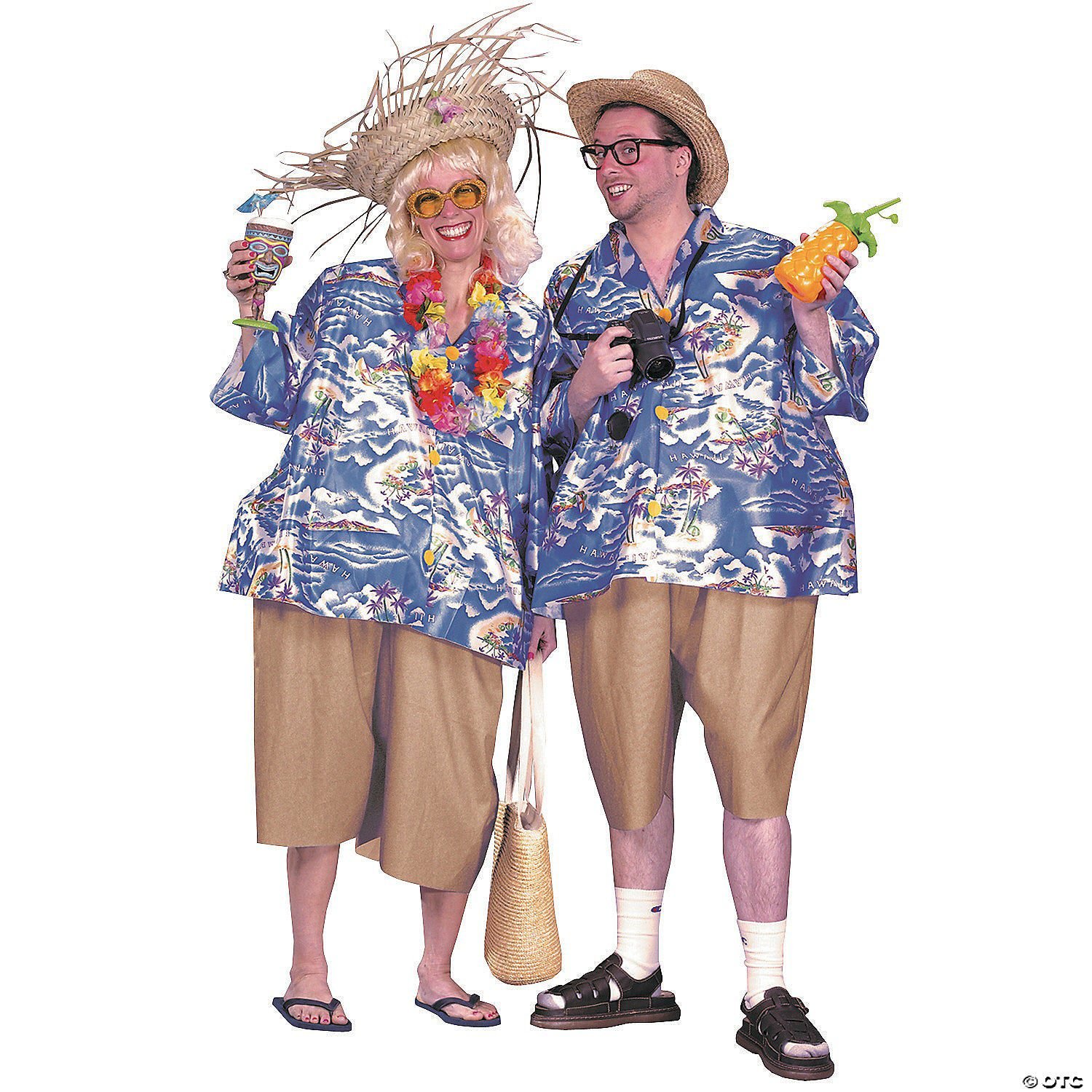 Woman in a tacky tourist Halloween costume