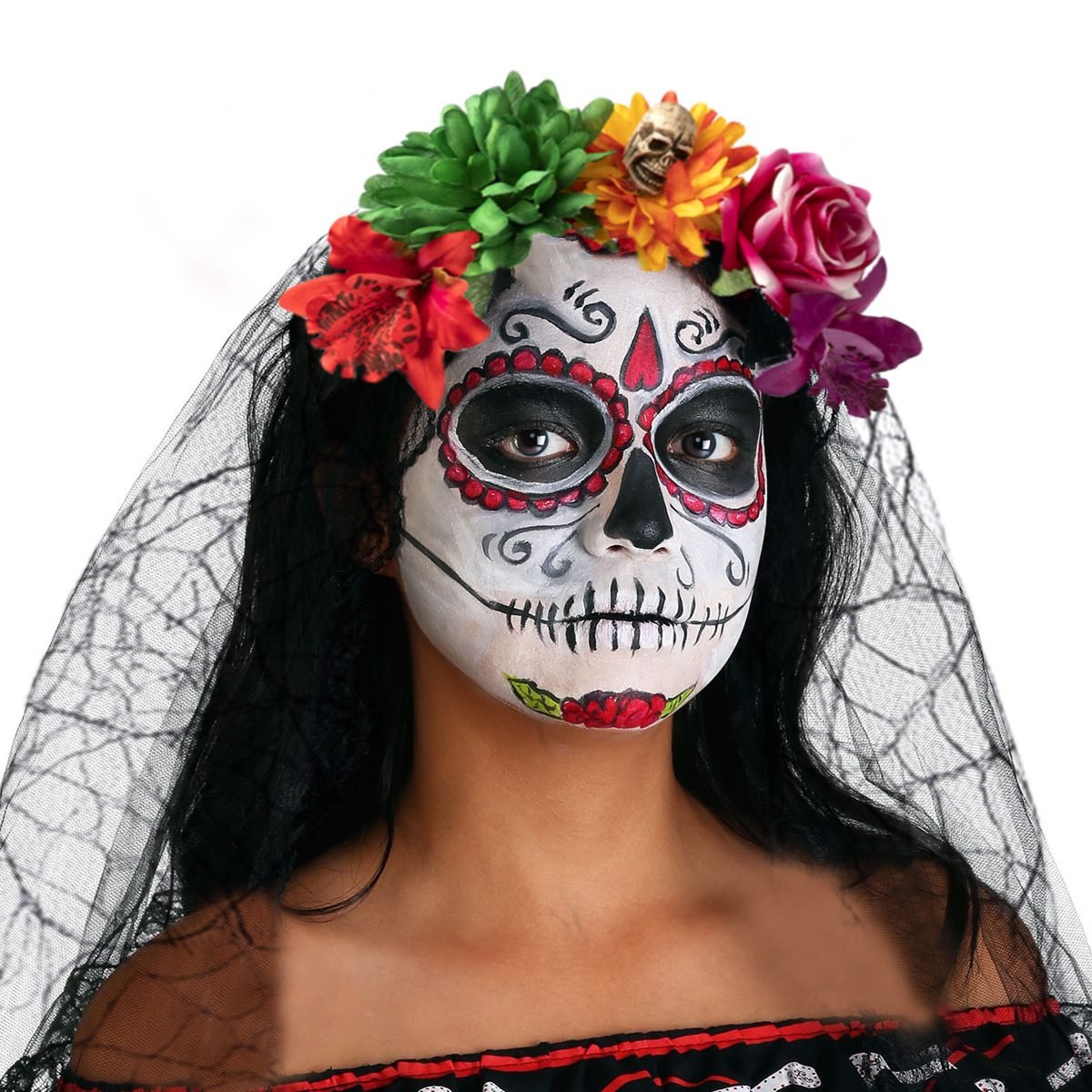 Day of the Dead flower crown veil